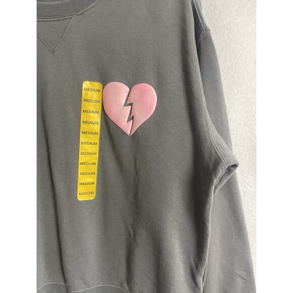 Women's Wildfox Graphic Broken Heart Print Crewneck Sweater Gray Size Medium - Picture 5 of 15